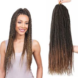 22 Inch Ombre Mini Senegalese Twists Hair Crochet Hair Pre-looped Long Micro Senegalese Twist Crochet Braids Hair for Black Women 30 Strands