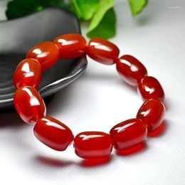Bangle Natural Red Agate Bucket Bead Bracelet For Male Couples Primordial Year Drum Female Personality