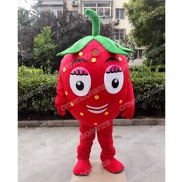 Cute red strawberry Mascot Costumes Halloween Cartoon Character Outfit Suit Xmas Outdoor Party Outfit Unisex Promotional Advertising Clothings