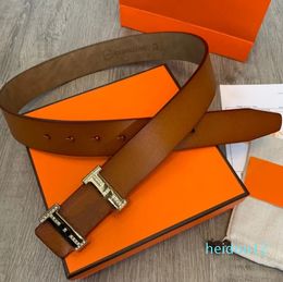 New Designer High end Belt Width Pure Cowhide Belt Classic Smooth Buckle Men and Women Casual Box