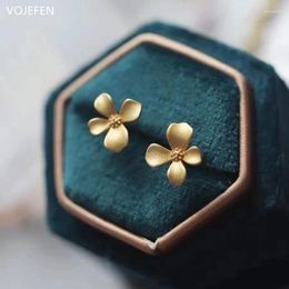 Stud Earrings VOJEFEN Original 18K Jewellery High Brand AU750 Real Gold Flower Studs In Minimalist Luxury 2023 Trending