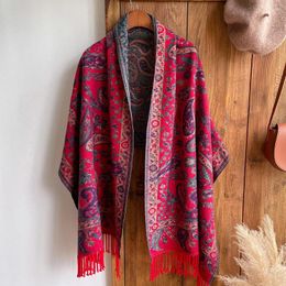 Scarves Fashion Women's Thick Long Scarf With Ethnic Jacquard And Tassel Winter Travel Shawl Cape Wholesale