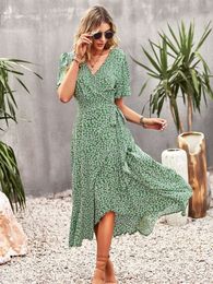 Casual Dresses Ladies Vintage Boho Floral Print Summer Dress Women Casual Loose Holiday Beach Long Dress Women Sundress Female Robe Vestidos230413