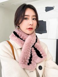 Scarves CX-S-63 Lovely Women Real Rex Fur Rose Design Girls Natural Wraps Winter Soft Muffler