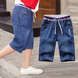 Jeans 5 Pcs/lot Wholesale Kids Boys Denim Shorts Summer Boys Casual Solid Soft Cotton Jeans Shorts For 3~8 years Children Boys 230413