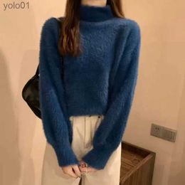Women's Sweaters Autumn Winter Women Sweaters Fashion Fe Long Sle Mock Neck Pullover Knitting Shirts Casual Mohair Knitted SweaterL231113