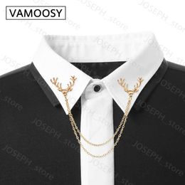 Tie Clips Hot Men Brooch 2018 Fashion Brooches Broches High-end Brooch deer Tassel Chain Clip Collar Shirt Buttoned Pin Male Accessories J230413