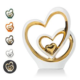 Decorative Objects Figurines Porcelain Double Heart Decor Home Decor for Living Room Entryway Coffee Dining Table Shelves 1st Wedding Anniversary Decor 231109