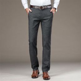 Brand Classic Business Fashion stripe Dress Fit Trousers Office Casual Black Formal Men Suit Pants LJ201222243x