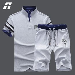 Men's Tracksuits Summer Print Tracksuit Casual T shirt Shorts Set Sportswear Short Sleeve Mens Two Pieces Slim Fit Track Suit Men 230412