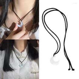 Pendant Necklaces Simple Crystal Moon Necklace Black Rope Collar Clavicle Chain Adjustable Choker Party Jewellery