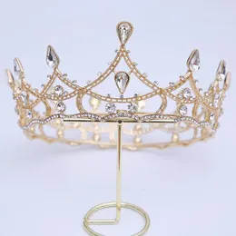 Hair Clips Baroque Vintage Round Crystal Bridal Tiaras Crowns For Women Rhinestone Prom Pageant Diadem Veil Tiara Wedding Accessories
