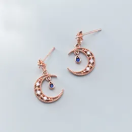 Dangle Earrings MloveAcc High Quality 925 Sterling Silver Sparkling CZ Moon And Star Drop For Women Jewelry