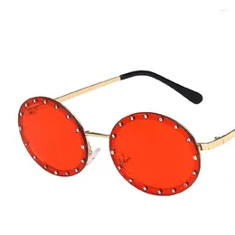 Sunglasses Fashion Diamond Oval Small Frame Men Women Designer Glasses Vintage Metal Outdoors