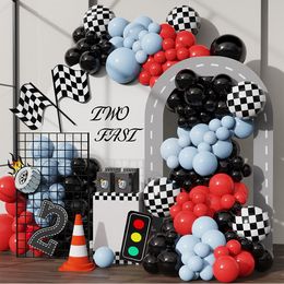 Party Decoration 145Pcs Race Car Theme Balloon Garland Arch Kit Red Black Macaron Blue Latex Balloons Boy's Birthday Party Baby Shower Decoration 230413
