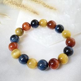 Strand 8" Natural Candy Color Tiger Eye Stone Gemstone Beads Bracelet Colorful Red Blue Yellow Beautiful Stretch