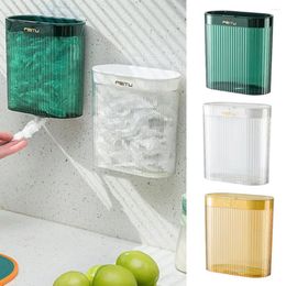 Storage Bottles Plastic Cling Film Box Punch Free Transparent Extractable Wall Mount Wrap Organiser