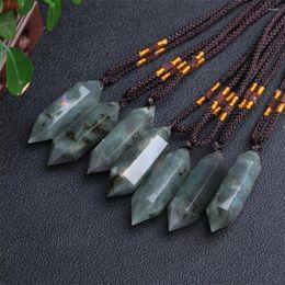 Pendant Necklaces High Quality Natural Stone Labradorite Necklace Wholesale Hand Polished Hexagonal Prism Raw For Healing Jewellery