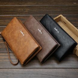 Wallets 2023 Classical Leather Men's Vintage Style Men Wallet Fashion Brand Purse Card Holder Long Clutch Business