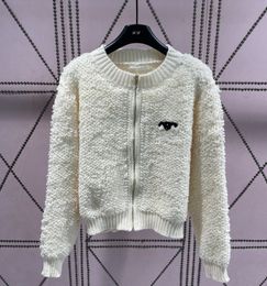 Women's Sweaters Designer Letter Embroidery Simple Crew Neck Knit Cardigan