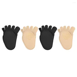Women Socks 2 Pairs Half Soles Toe Covers Breathable Forefoot Cotton Summer Non-skid Low Cut Invisible