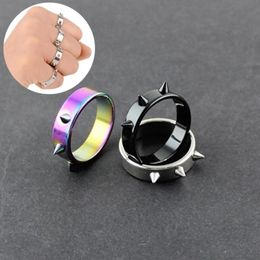 Unisex Travel Punk Style Self-defense Thorn Steel Ring Stainless Beauty Outdoor Survival Ring Fashion Nail Ring Jewelry