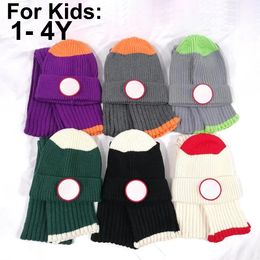 1-4Y Kids Two-Piece Designer Beanie Scarf and Hat Design Caps Classic Wool Winter Hat and Scarf Design Caps Shawl Designer Hats Scarves Wool Beanie Wrap Scarfs 100*13cm