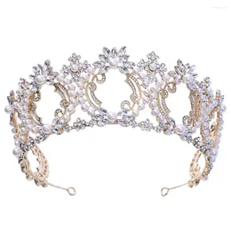 Hair Clips Pearl Big Crown Bridal Wedding Headdress Handmade Full Circle Hollow Round Jewelry Beads Accessories