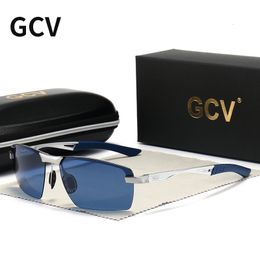 Sunglasses GCV Ultralight Frame Polarised Sunglasses Eyewear Men Male Fashion Sports Style Driving fishing Male Outdoor Travel UV Goggles 230413