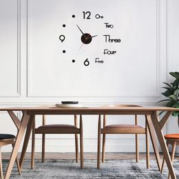 Wall Clocks 2023 Creative Luminous Clock Living Room Diy Sticker Mute Home Decor Digital