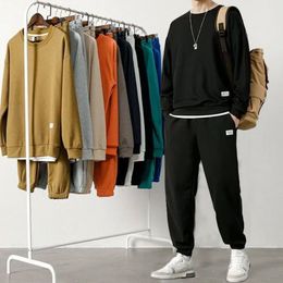 Men's Tracksuits 2 Piece Set Men Spring and Autumn Casual Tracksuits Men Fashion Clothing Solid Color Jogging Suits Running Sportswear Athletic 230413