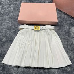 Vintages Womens Pleated Skirts Dress With Belt Designer Letter Short Dress Fashion Sexy Mini Skirt For Party