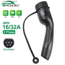 Electric Vehicle Accessories Peocke EV Charger Plug Adapter Type 2 EVSE Charger Female IEC 62196 Convertor 16A 32A for Electric Car Vehicle Charging Station Q231113
