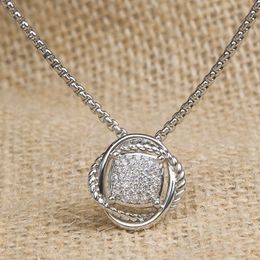 Women Necklace Twisted Circles CZ Pendant Necklace for Woman Men Statement Necklace Jewellery