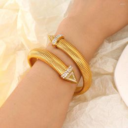 Bangle Elegant Women's Stainless Steel Gold Color Bracelet Texture Rope Cuff Statement Jewelry Gift