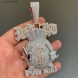 Europeu e americano iced out hip hop jóias moneybag masculino hip hop colar pingentes personalizado moissanite pingente jóias colar