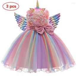 Girl Dresses Kids Sleeveless Sequined Bow Princess Dress For Flower Lace Tutu Colour Birthday Party Elegant Costume Wedding