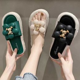 Slippers Shoes Women 2023 Pearl Slippers Fashionable Women Wear Out Shoes Summer New Thick Bottom Versatile Solid Color Sandals Y23