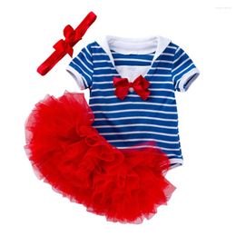 Clothing Sets Baby Girl Clothes Set Independence Day Outfit Bow Tie Striped Bodysuits Romper Tutu Skirt First Birthday