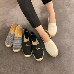 Top quality Round-toe espadrilles Canvas loafers flat shoes womens Fisherman shoes casual Straw sole luxury designer Dress Walking shoes Factory footwear With box