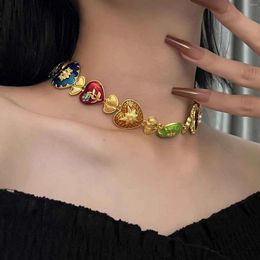 Choker Charming Baroque Gypsy Style Alloy Heart Shaped Pendant Choke Ring Personalised Women's Fashion Necklace