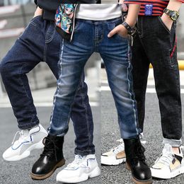 Jeans Spring Autumn Big Size Teenage Boys Jeans Fashion Slim Thick Casual Trousers For Kids 3-12 Years Children Pants 230413