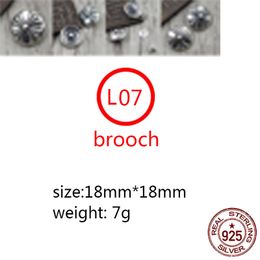 L07 S925 Sterling Silver brooch Personalized Fashion Punk Hip Hop Style Hair Accessories Shirt Collar Button Circular Cross Flower Button Letter Shape Lover Gift