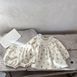 Clothing Sets 2Pcs Toddler Girls Set Fall Winter Baby Lace Floral Tops Shorts Princess Party Dress Korean Born Infant Outfits