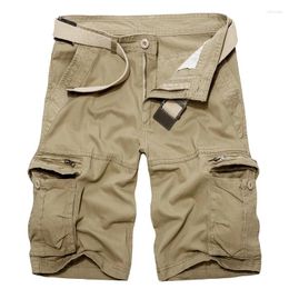 Men's Shorts 2023 Summer Men Khaki Cargo Casual Army Knee Lenght Male Multi-Pocket Cotton Straight No Belt 28-40