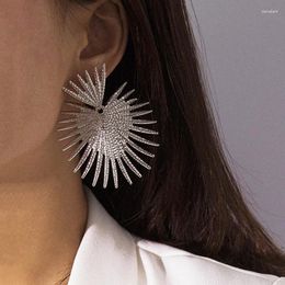 Stud Earrings Vintage Exaggerated Metal Fan Shaped For Women Punk Geometric Pendientes Fashion Jewelry Brincos XR2524