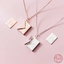 Pendants WANTME Genuine 925 Sterling Silver Jewellery Square Confession Love Letter Envelope Pendant Necklace Custom Lettering On The Back