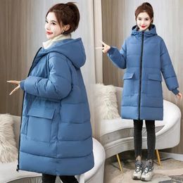 Women's Trench Coats 2023 Winter Parkas Long Puffer Coat Woman Jackets Warm Hooded Female Overcoats Jacket Women Cotton Clothing XL-8XL