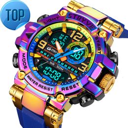 5ATM Top Brand Stryve Watches S8025 Men's Cool Colourful Sports Digital Watches Fashion Designer Dual Movement Men's Wrist watch