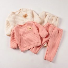Clothing Sets Children Autumn Winter Casual Set Warm and Soft Cute Cartoon Sweater Pants Two piece Suit 0 24M 231113
